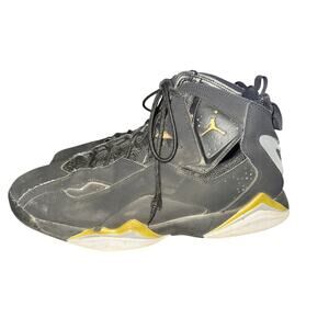 Nike Jordan True Flight Sneakers Men's Size 11 Black Metallic Gold Leather Shoes
